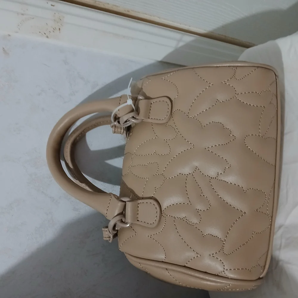 Tan Quilted Leather Satchel with Gold Hardware
